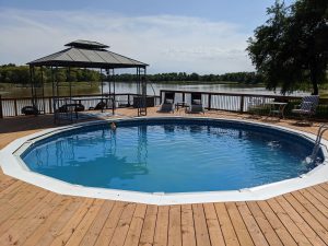 Large pool enclosed deck